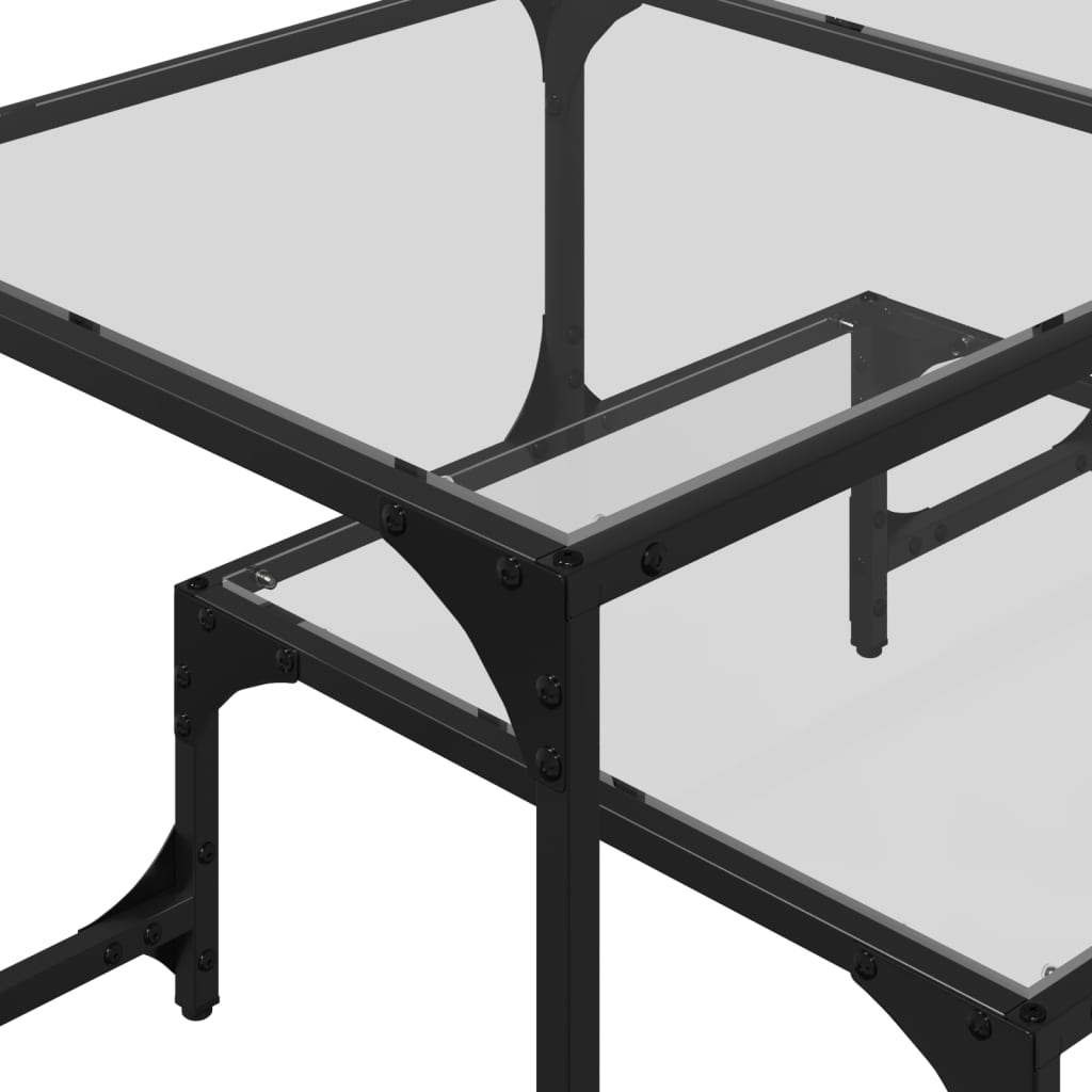 Table basse avec dessus en verre transparent 98,5x50x45cm acier Tables basses vidaXL   