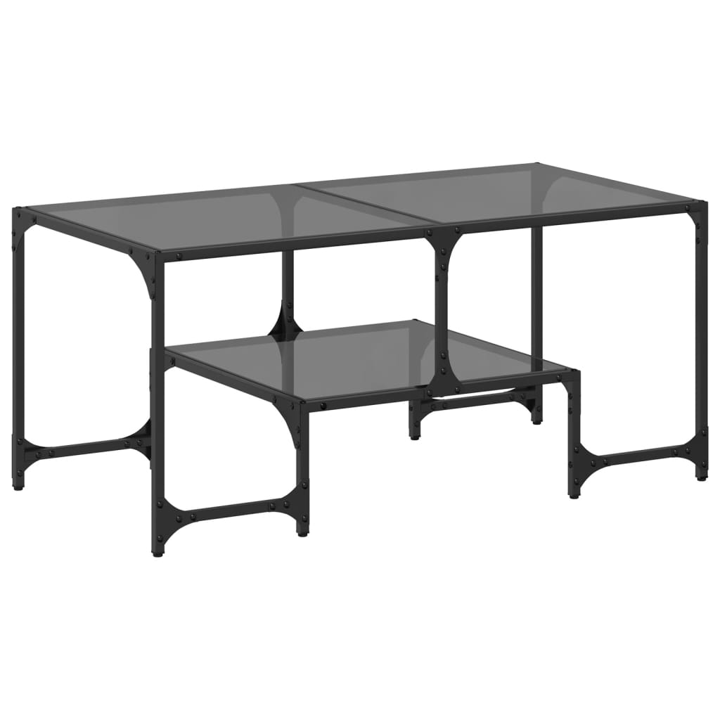 Table basse avec dessus en verre noir 98,5x50x45 cm acier Tables basses vidaXL   