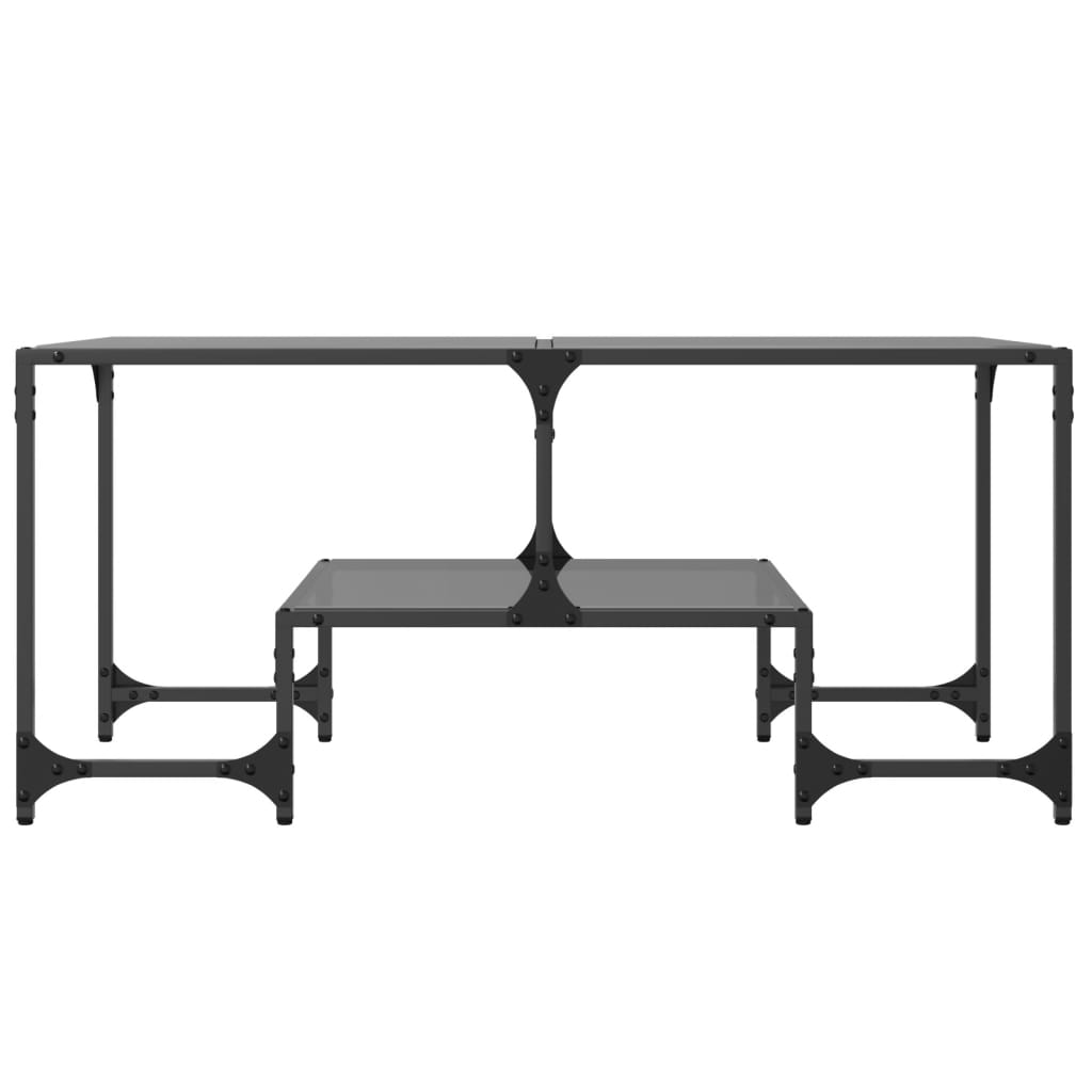 Table basse avec dessus en verre noir 98,5x50x45 cm acier Tables basses vidaXL   