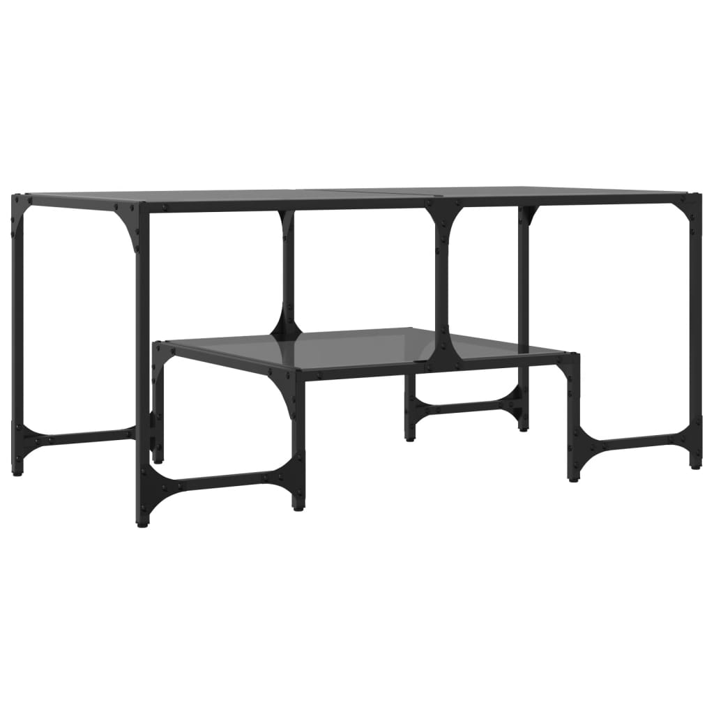 Table basse avec dessus en verre noir 98,5x50x45 cm acier Tables basses vidaXL   