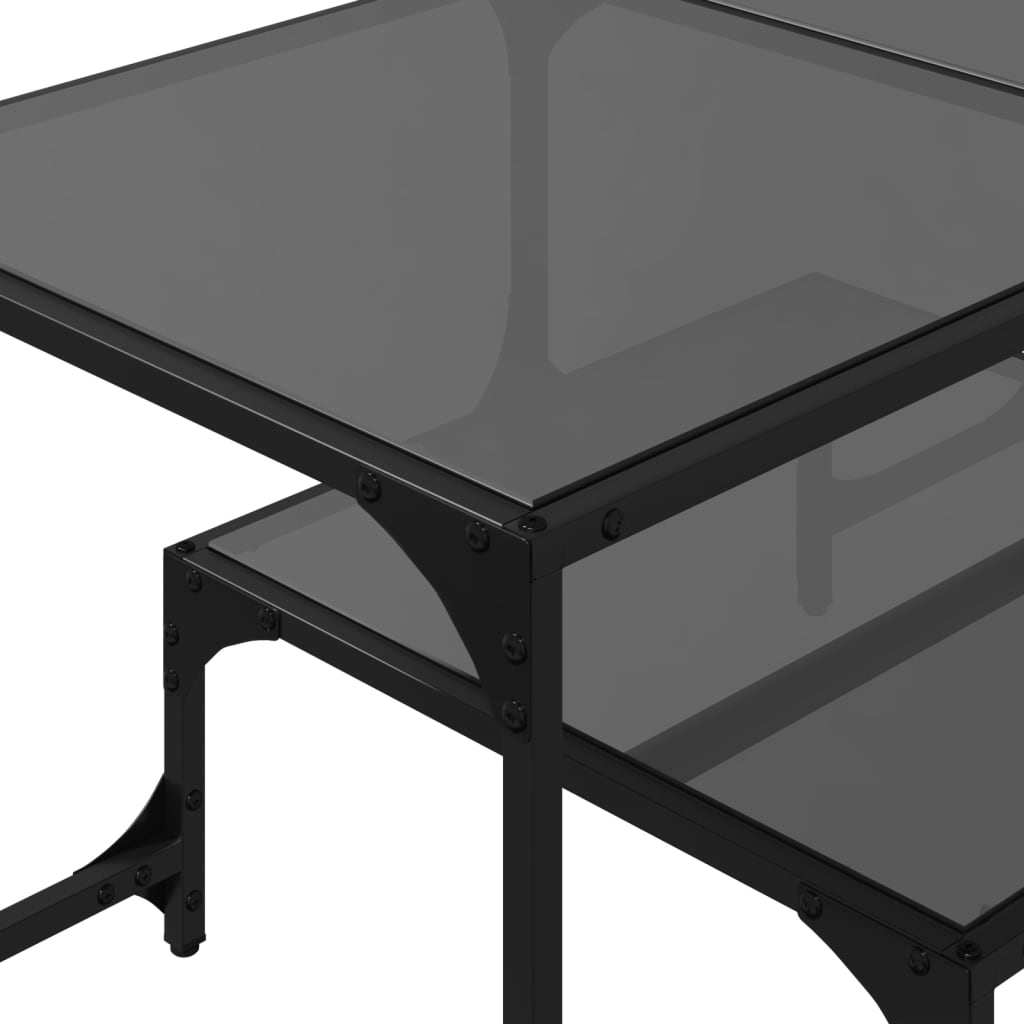 Table basse avec dessus en verre noir 98,5x50x45 cm acier Tables basses vidaXL   