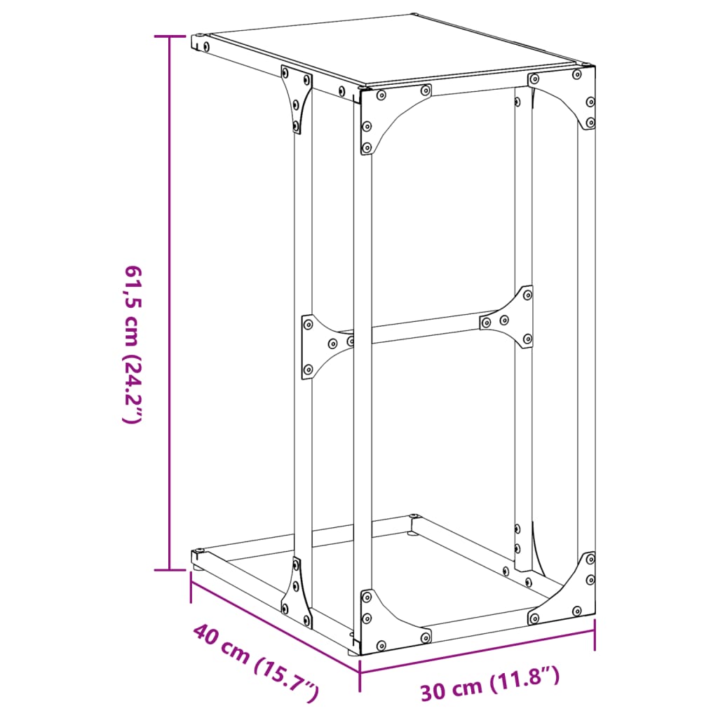 Table d'appoint avec verre transparent 40x30x61,5 cm acier Tables d'appoint vidaXL   