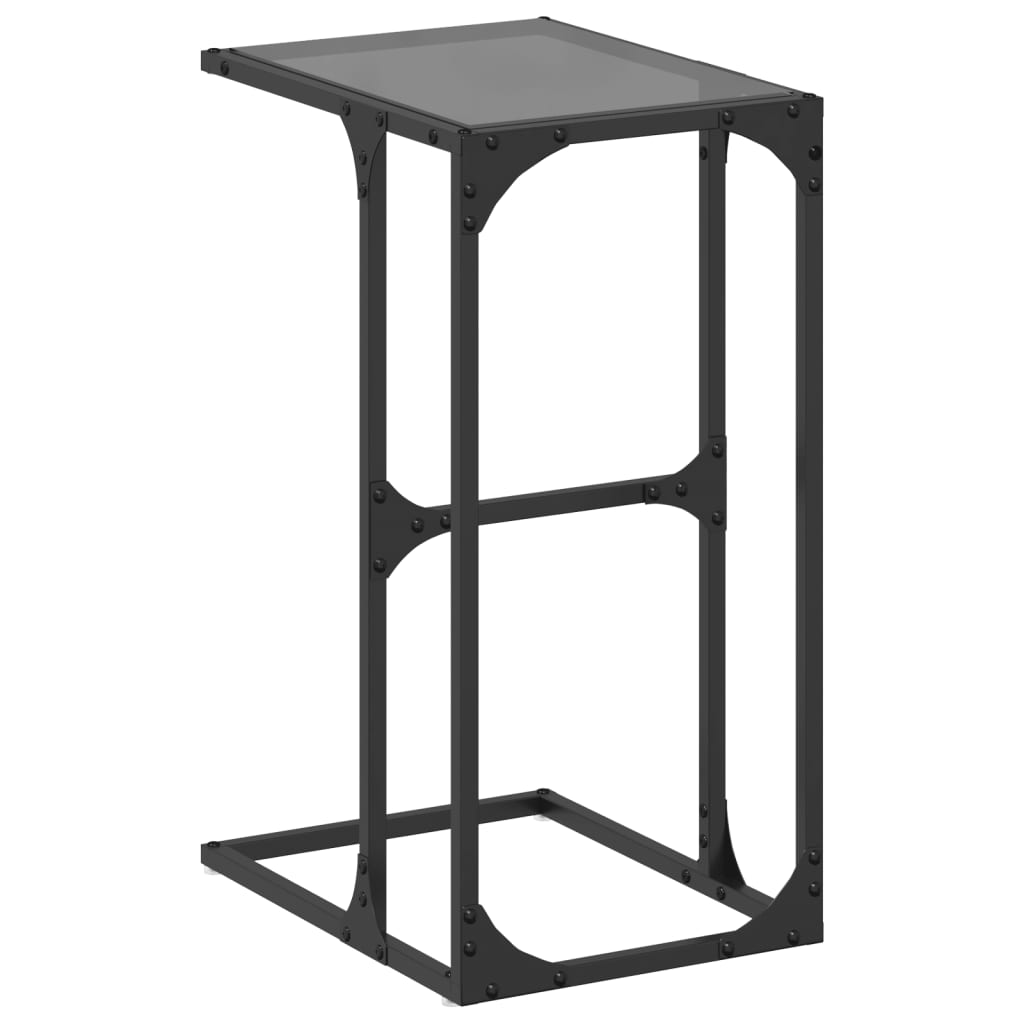 Table d'appoint avec verre noir 40x30x61,5 cm acier - Xios Store SNC