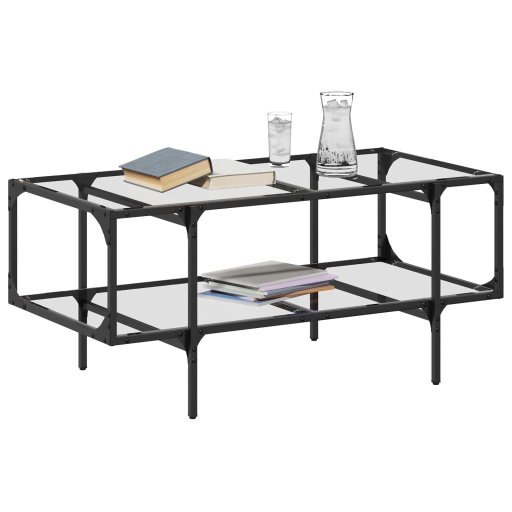 Table basse avec dessus en verre transparent 98,5x50x45cm acier Tables basses vidaXL   