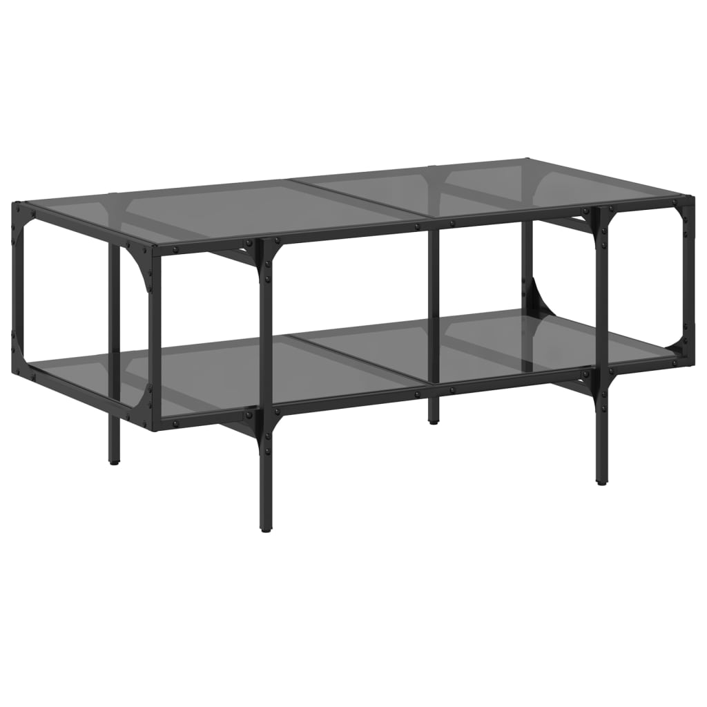 Table basse avec dessus en verre noir 98,5x50x45 cm acier Tables basses vidaXL   