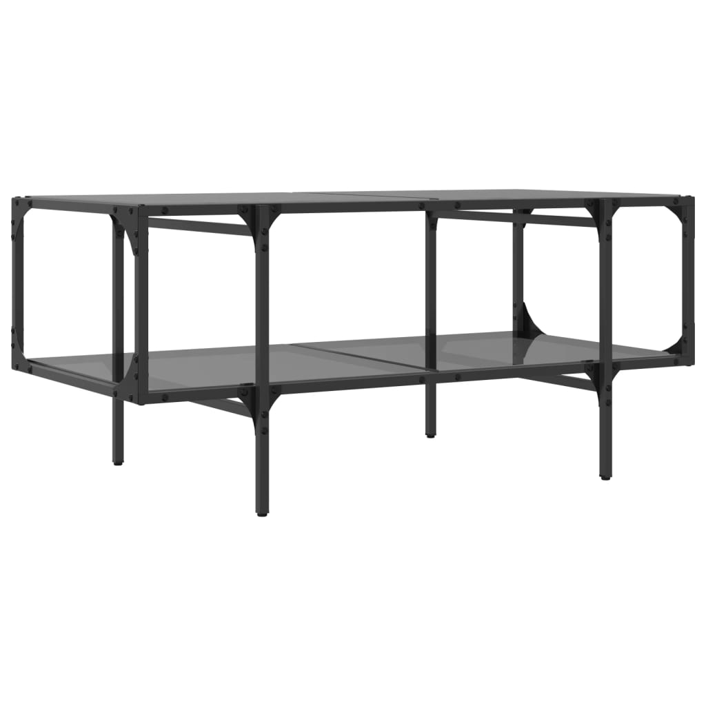 Table basse avec dessus en verre noir 98,5x50x45 cm acier Tables basses vidaXL   