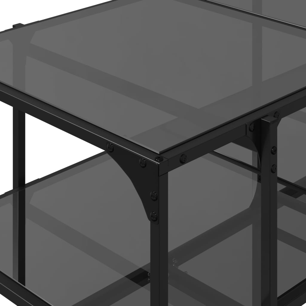 Table basse avec dessus en verre noir 98,5x50x45 cm acier Tables basses vidaXL   