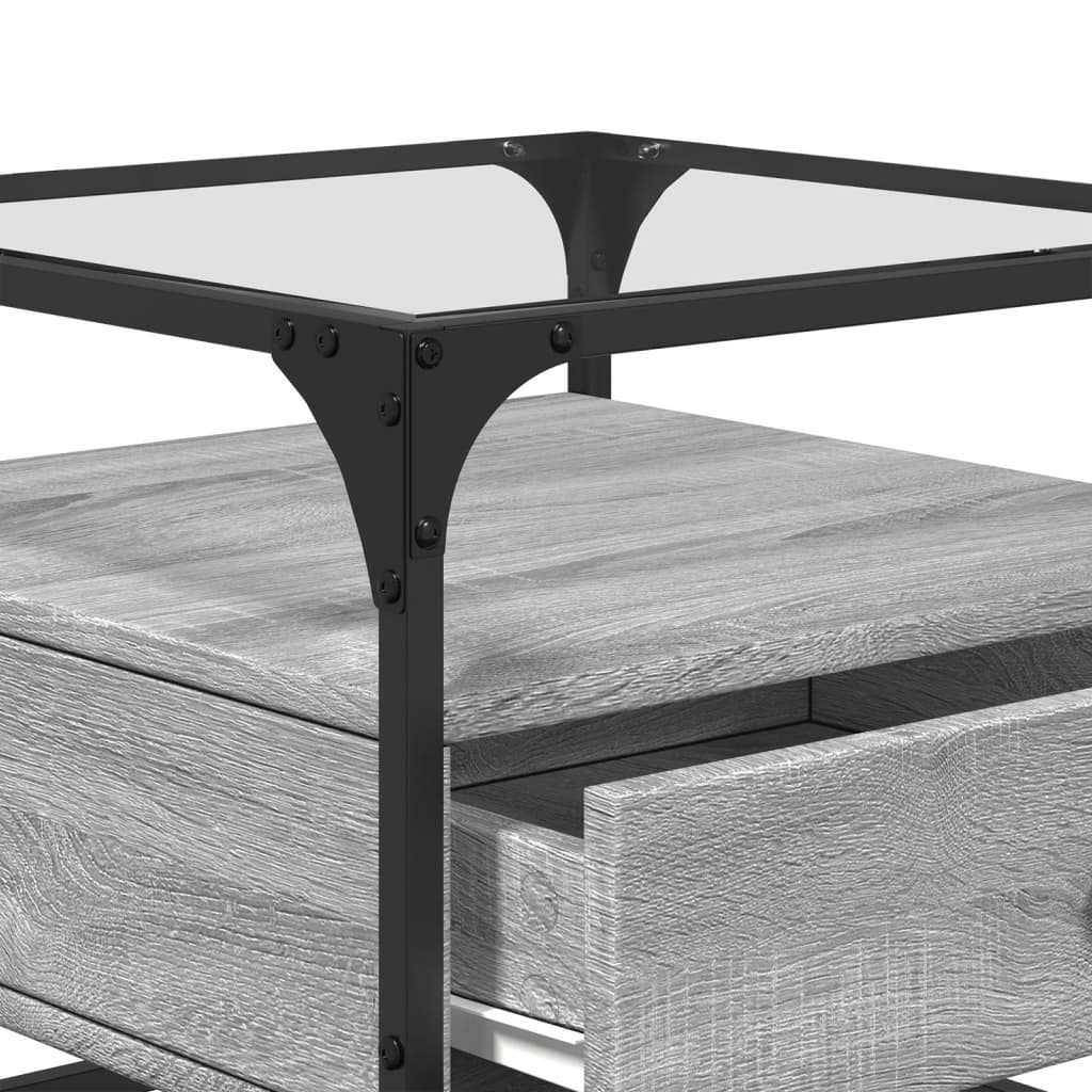 Table basse avec dessus en verre sonoma gris 50x50x45 acier Tables basses vidaXL   