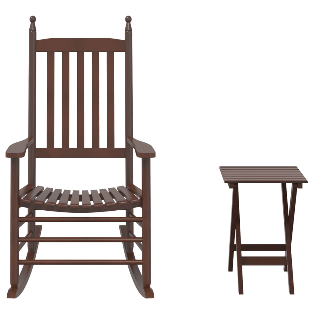 Image Chaise à bascule avec table pliable marron bois massif peuplier | Xios Store SNC vidaXL Xios Store SNC