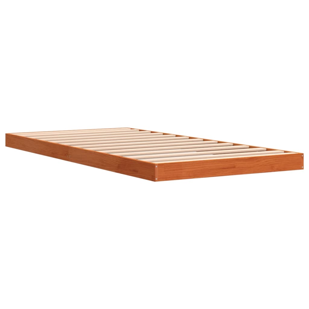 Cadre de lit cire marron 100x200 cm bois de pin massif Lits & cadres de lit vidaXL   