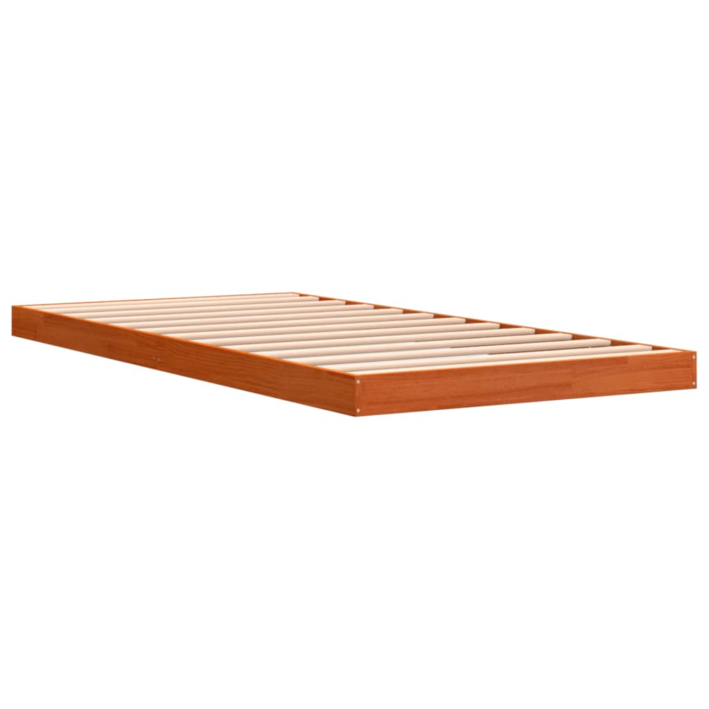 Cadre de lit cire marron 100x200 cm bois de pin massif Lits & cadres de lit vidaXL   