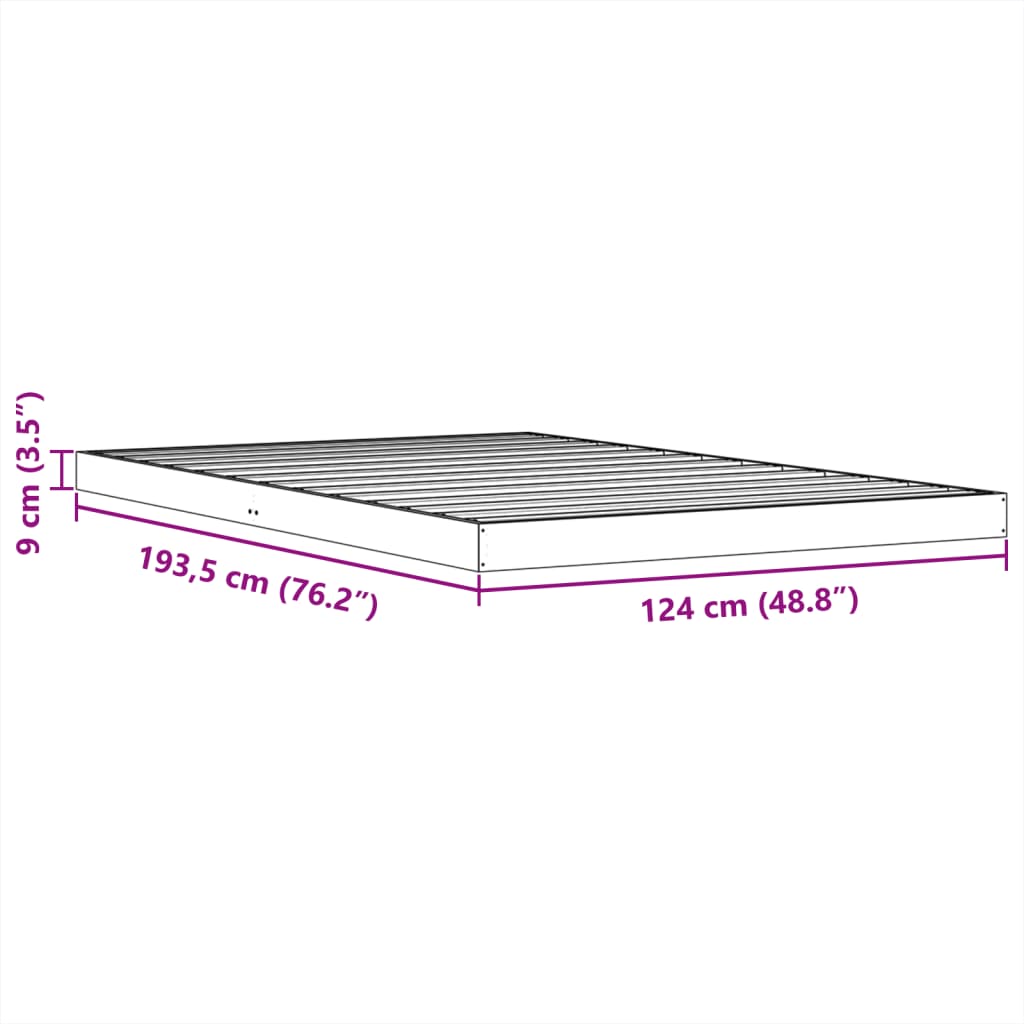 Cadre de lit cire marron 120x190 cm bois de pin massif Lits & cadres de lit vidaXL   