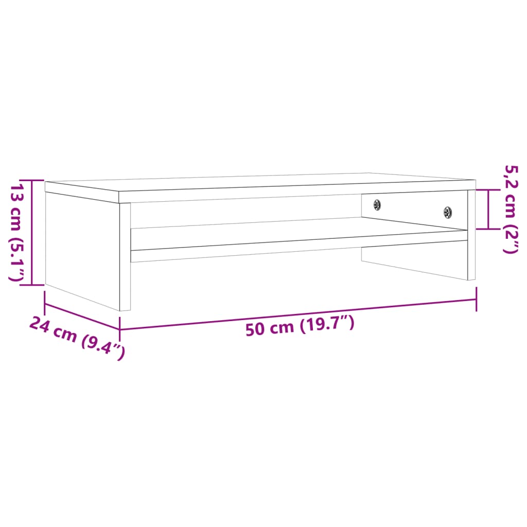 Support de moniteur marron miel 50x24x13 cm bois de pin solide Meubles TV vidaXL   