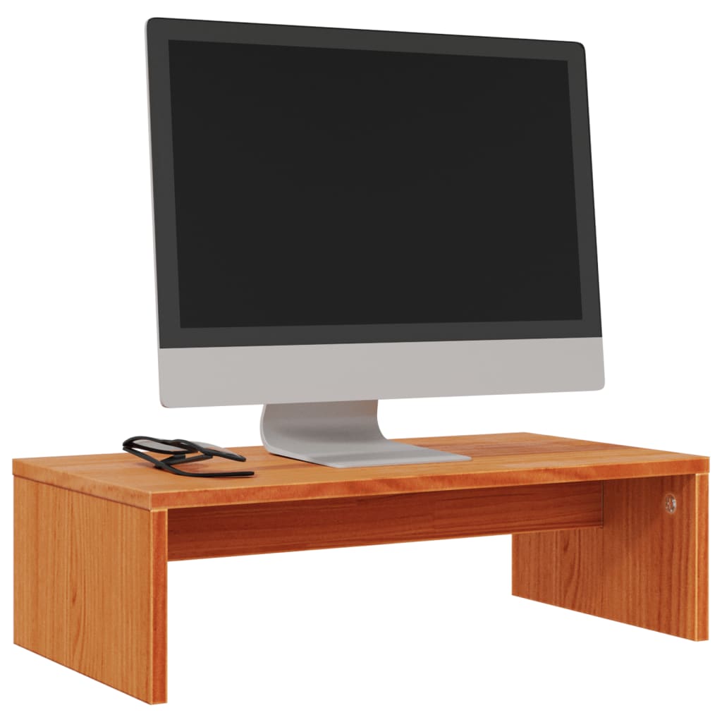 Support de moniteur marron miel 50x27x15 cm bois de pin solide Meubles TV vidaXL   