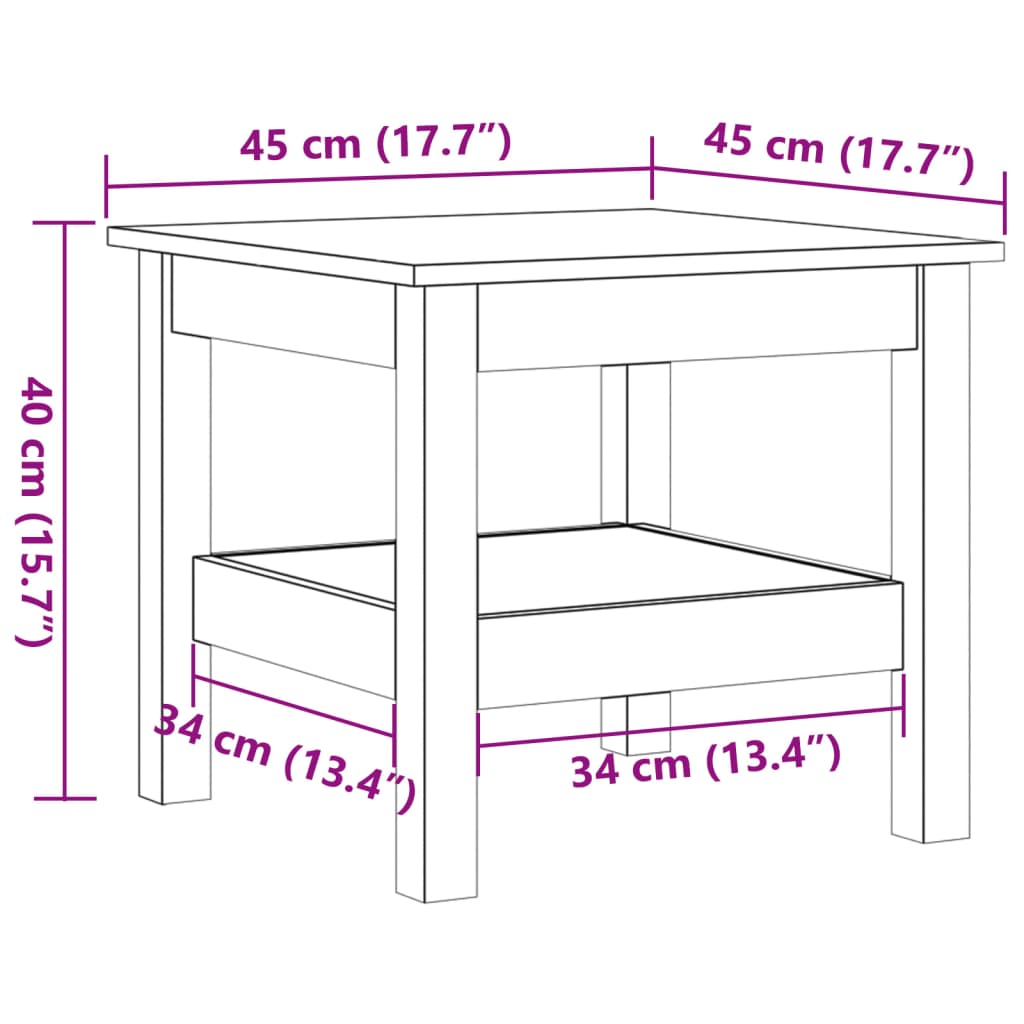 Table basse cire marron 45x45x40 cm bois massif de pin Tables basses vidaXL   