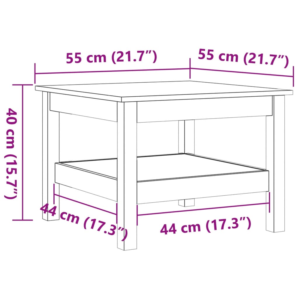 Table basse cire marron 55x55x40 cm bois massif de pin Tables basses vidaXL   