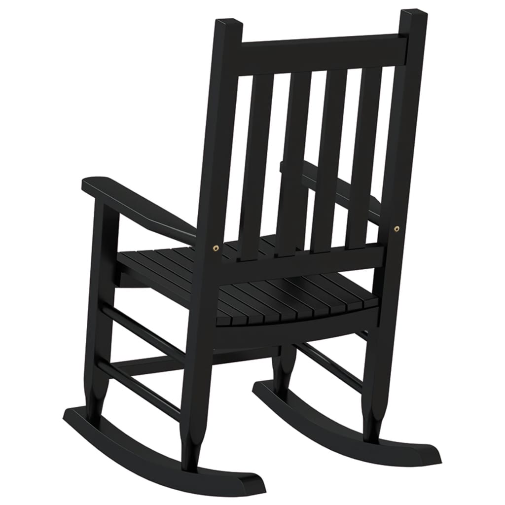 Image Chaise à bascule enfants noir bois de peuplier massif | Xios Store SNC vidaXL Xios Store SNC