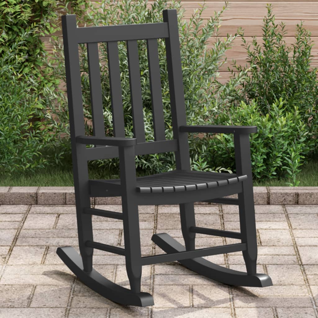 Image Chaise à bascule enfants noir bois de peuplier massif | Xios Store SNC vidaXL Xios Store SNC