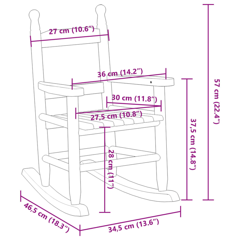 Image Chaise à bascule enfants marron bois de peuplier massif | Xios Store SNC vidaXL Xios Store SNC