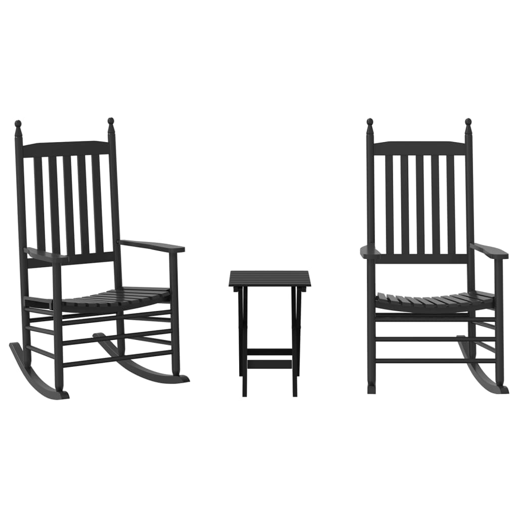 Image Chaises à bascule lot de 2 table pliable noir massif peuplier | Xios Store SNC vidaXL Xios Store SNC