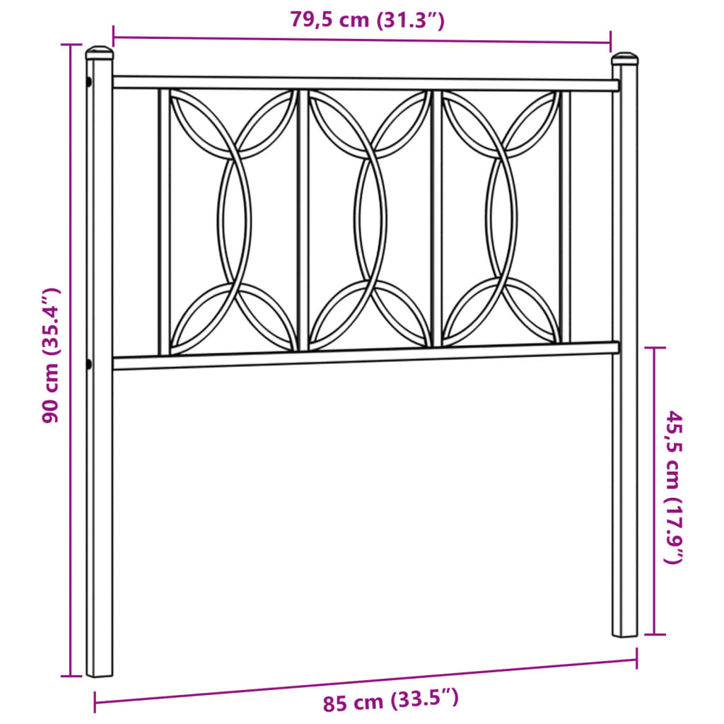 Tête de lit métal noir 80 cm Têtes et pieds de lit vidaXL   