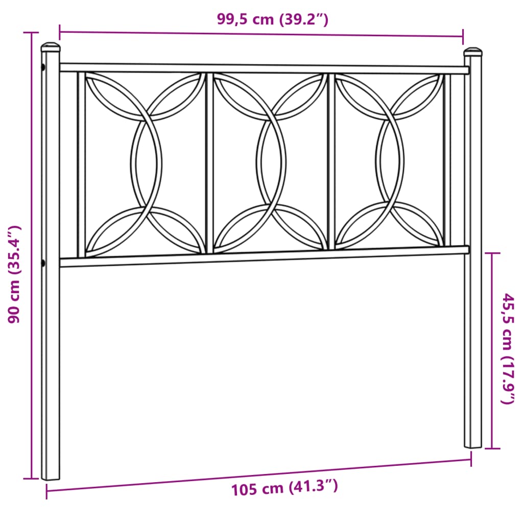 Tête de lit métal noir 100 cm Têtes et pieds de lit vidaXL   