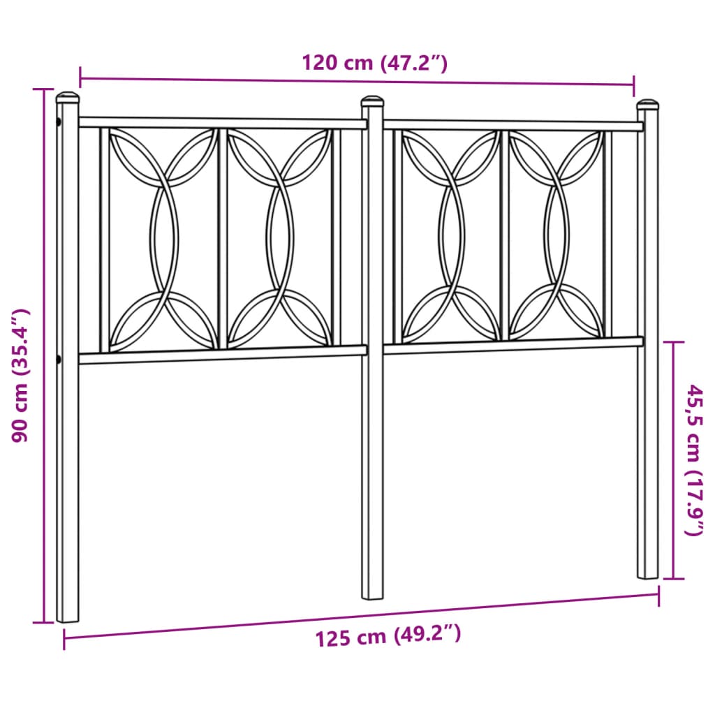 Tête de lit métal noir 120 cm Têtes et pieds de lit vidaXL   