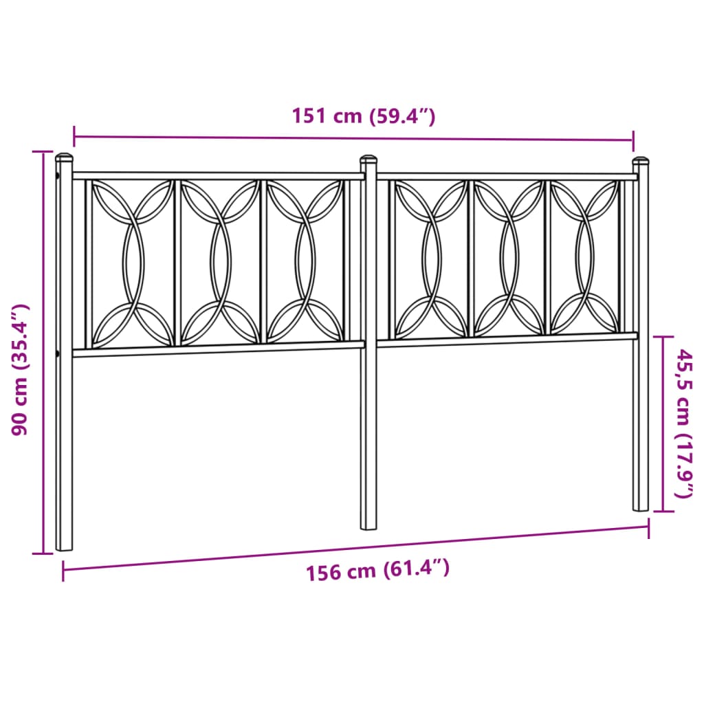 Tête de lit métal noir 150 cm Têtes et pieds de lit vidaXL   