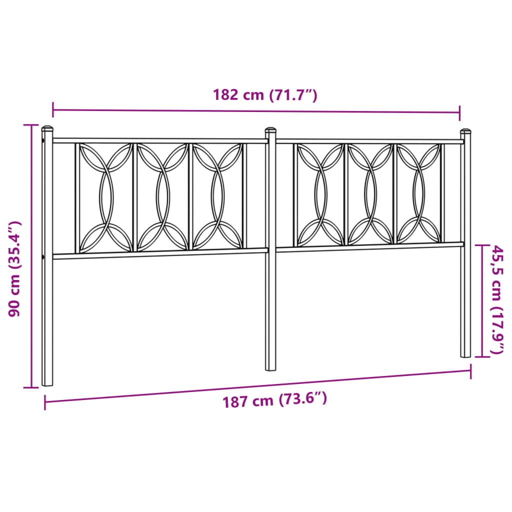 Tête de lit métal noir 180 cm Têtes et pieds de lit vidaXL   