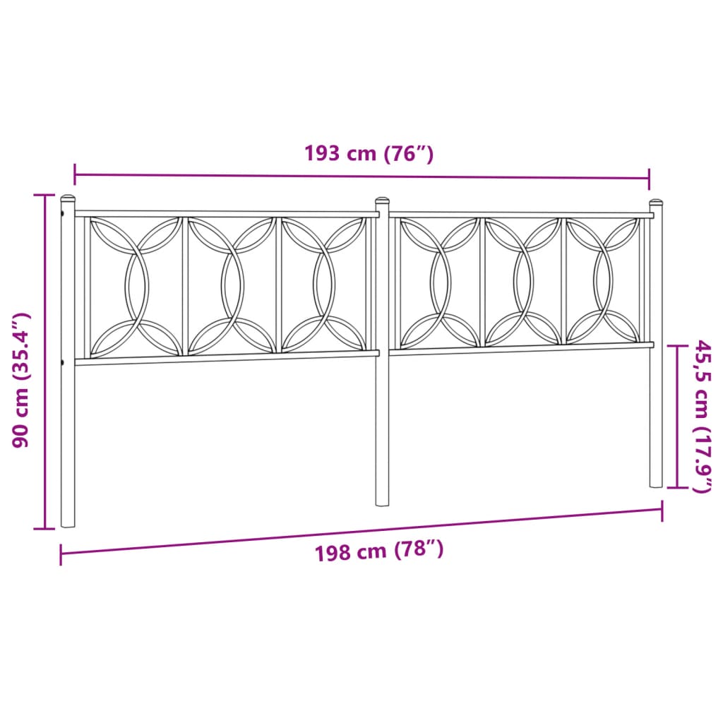 Tête de lit métal noir 193 cm Têtes et pieds de lit vidaXL   