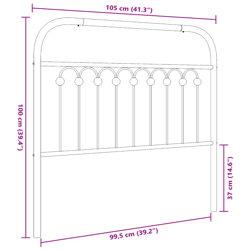 Tête de lit métal noir 100 cm Têtes et pieds de lit vidaXL   