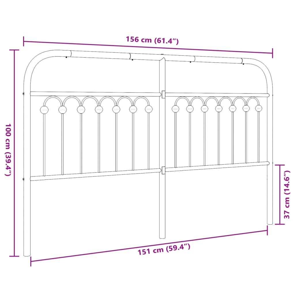 Tête de lit métal noir 150 cm Têtes et pieds de lit vidaXL   