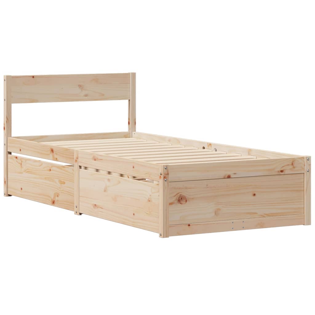 Cadre de lit avec tiroirs 75x190 cm bois de pin massif Lits & cadres de lit vidaXL   