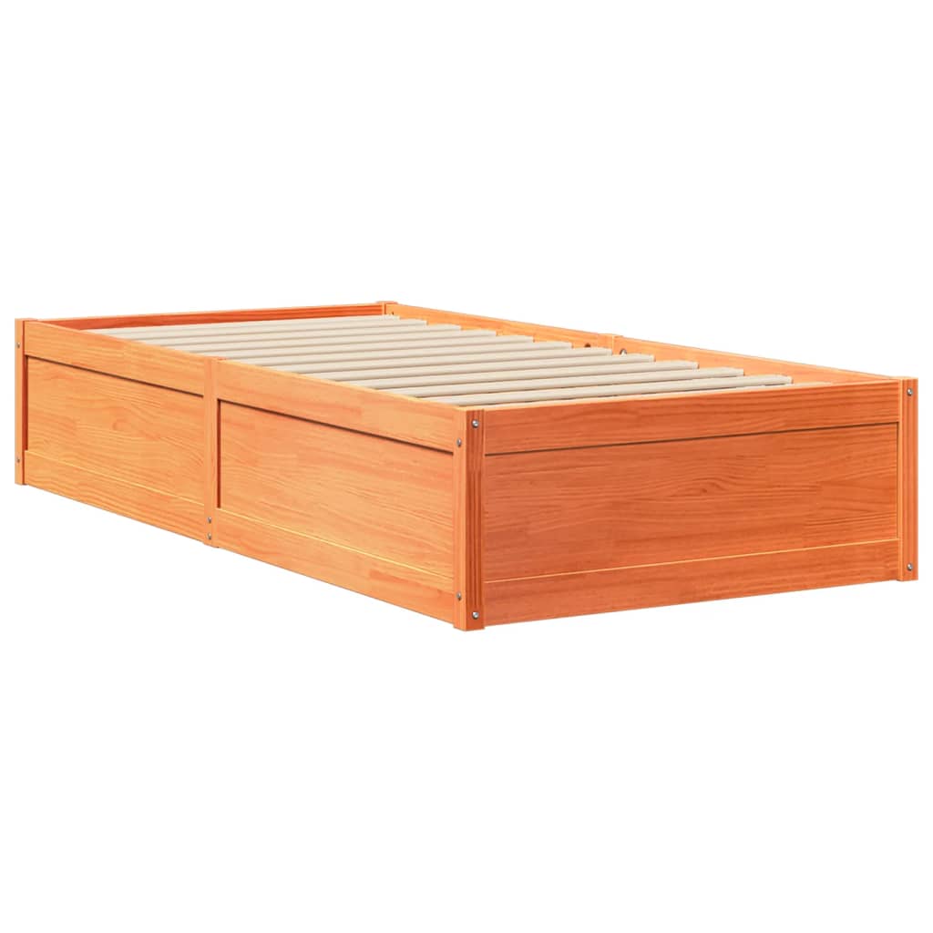 Cadre de lit cire marron 100x200 cm bois de pin massif Lits & cadres de lit vidaXL   