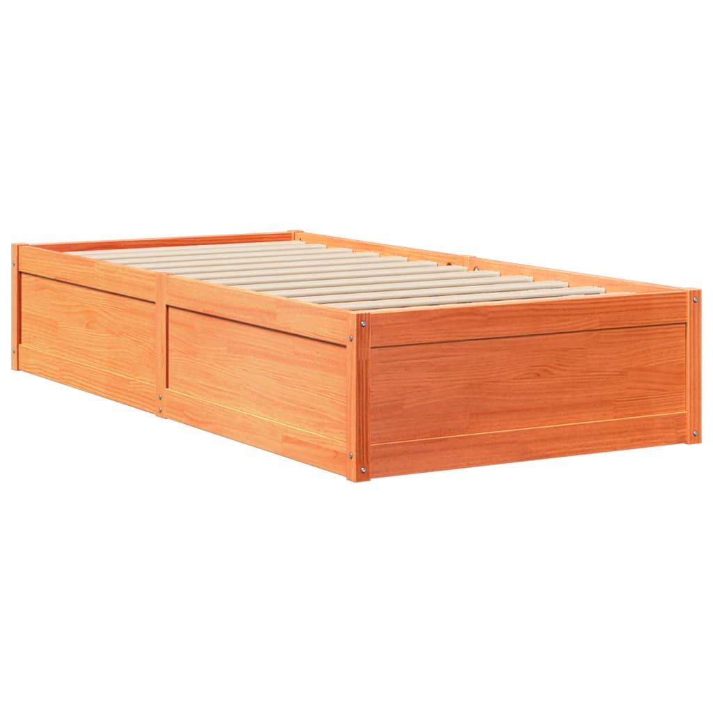 Cadre de lit cire marron 100x200 cm bois de pin massif Lits & cadres de lit vidaXL   