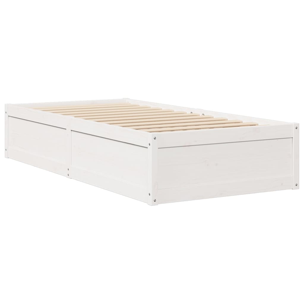 Cadre de lit Blanc 90x190 cm Bois de pin massif Lits & cadres de lit vidaXL   