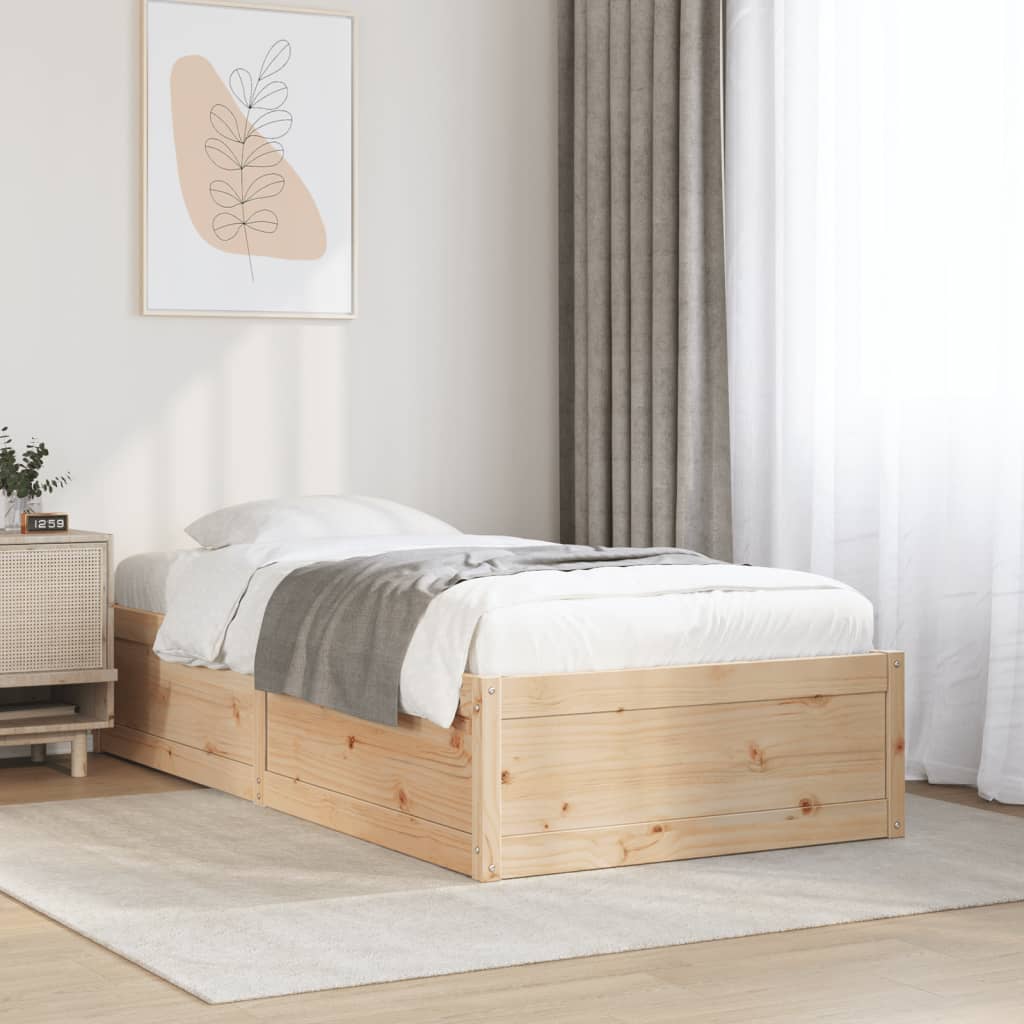 Cadre de lit 75x190 cm Bois de pin massif Lits & cadres de lit vidaXL   