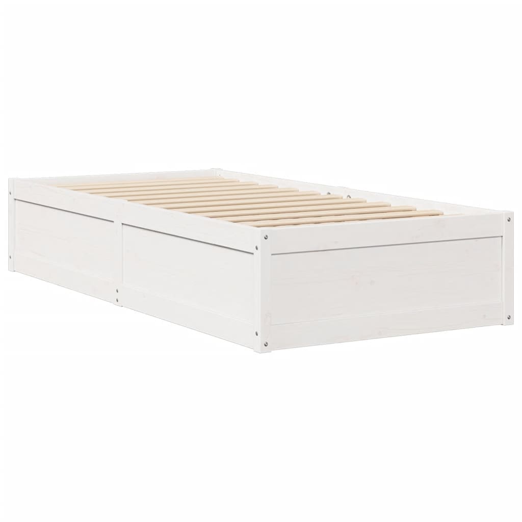 Cadre de lit Blanc 75x190 cm Bois de pin massif Lits & cadres de lit vidaXL   