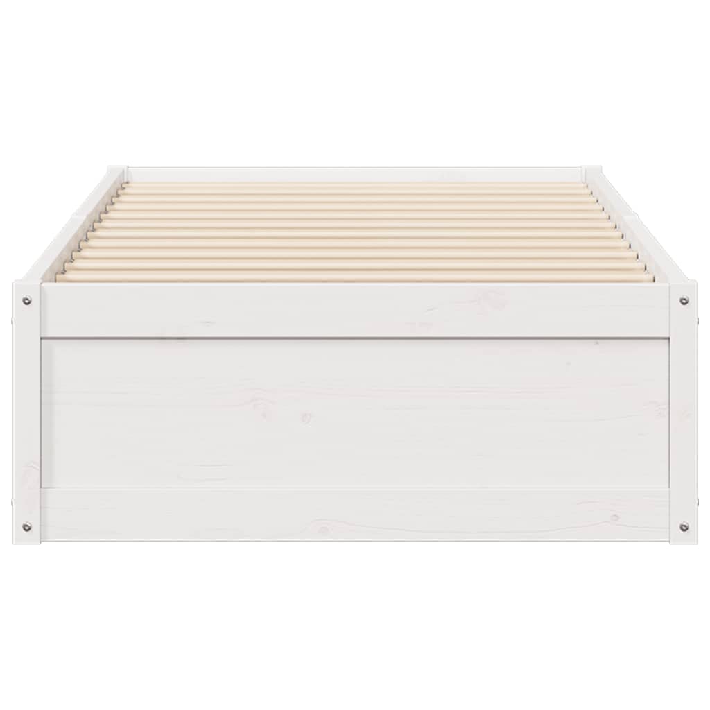 Cadre de lit Blanc 75x190 cm Bois de pin massif Lits & cadres de lit vidaXL   