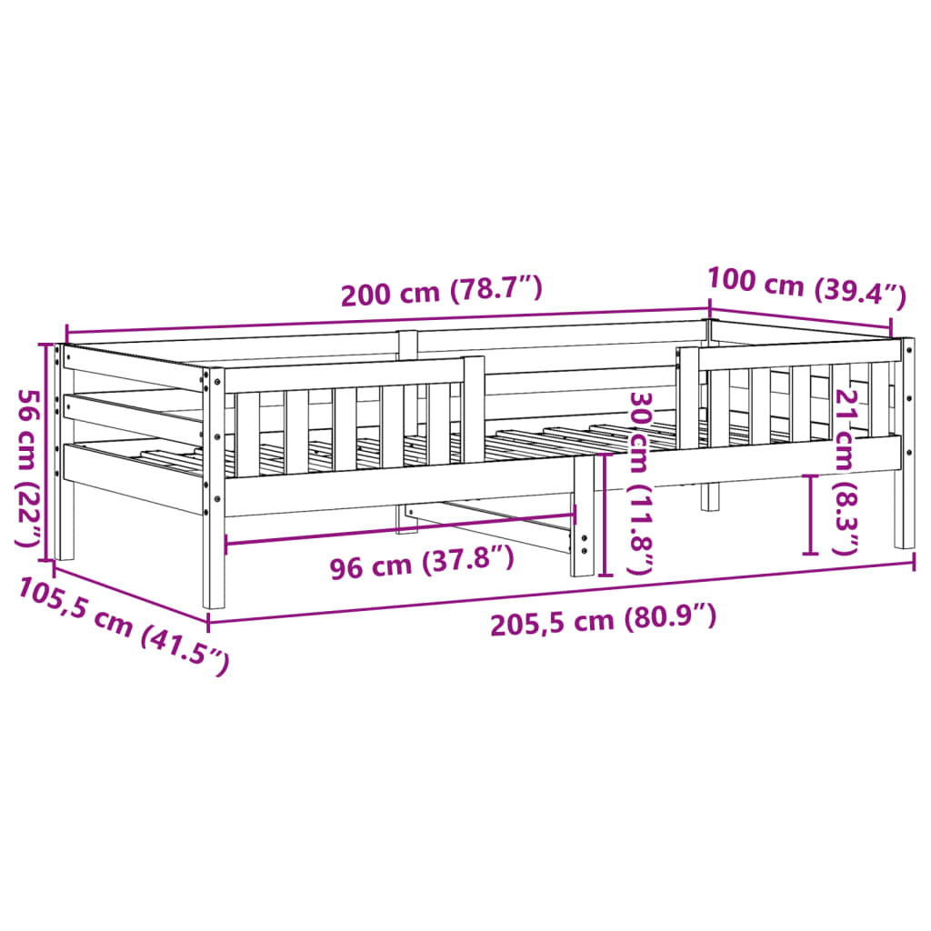 Cadre de lit 100x200 cm bois de pin massif Lits & cadres de lit vidaXL   