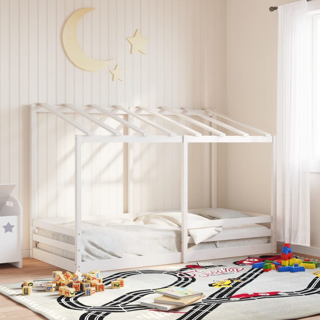 Lit pour enfants avec toit blanc 100x200 cm bois de pin massif Lits & cadres de lit vidaXL   