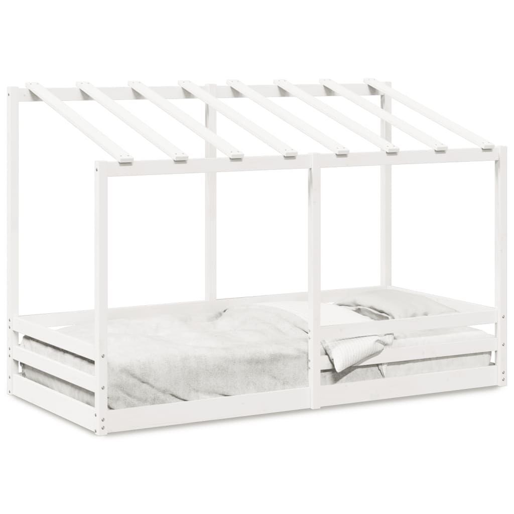 Lit pour enfants avec toit blanc 100x200 cm bois de pin massif Lits & cadres de lit vidaXL   