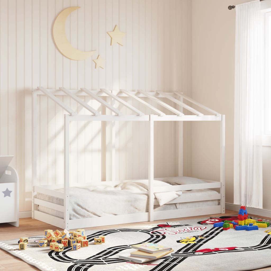 Lit pour enfants avec toit blanc 90x190 cm bois massif de pin Lits & cadres de lit vidaXL   