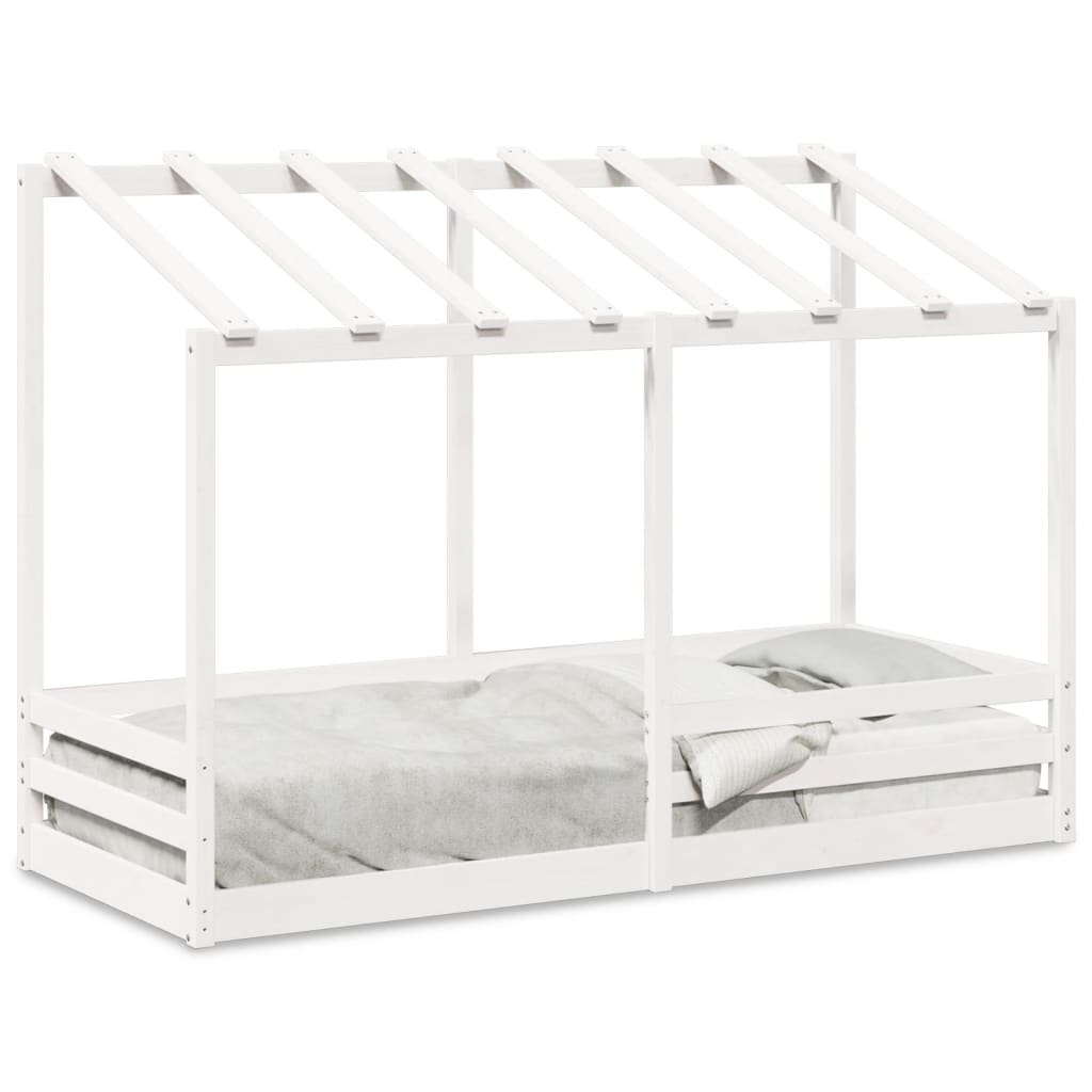 Lit pour enfants avec toit blanc 75x190 cm bois massif de pin Lits & cadres de lit vidaXL   