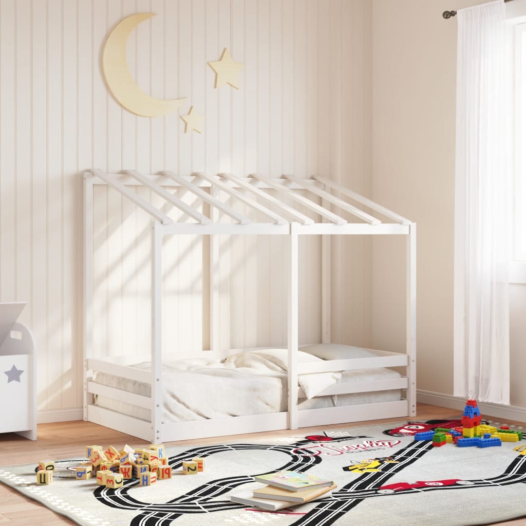 Lit pour enfants avec toit blanc 80x160 cm bois massif de pin Lits & cadres de lit vidaXL   