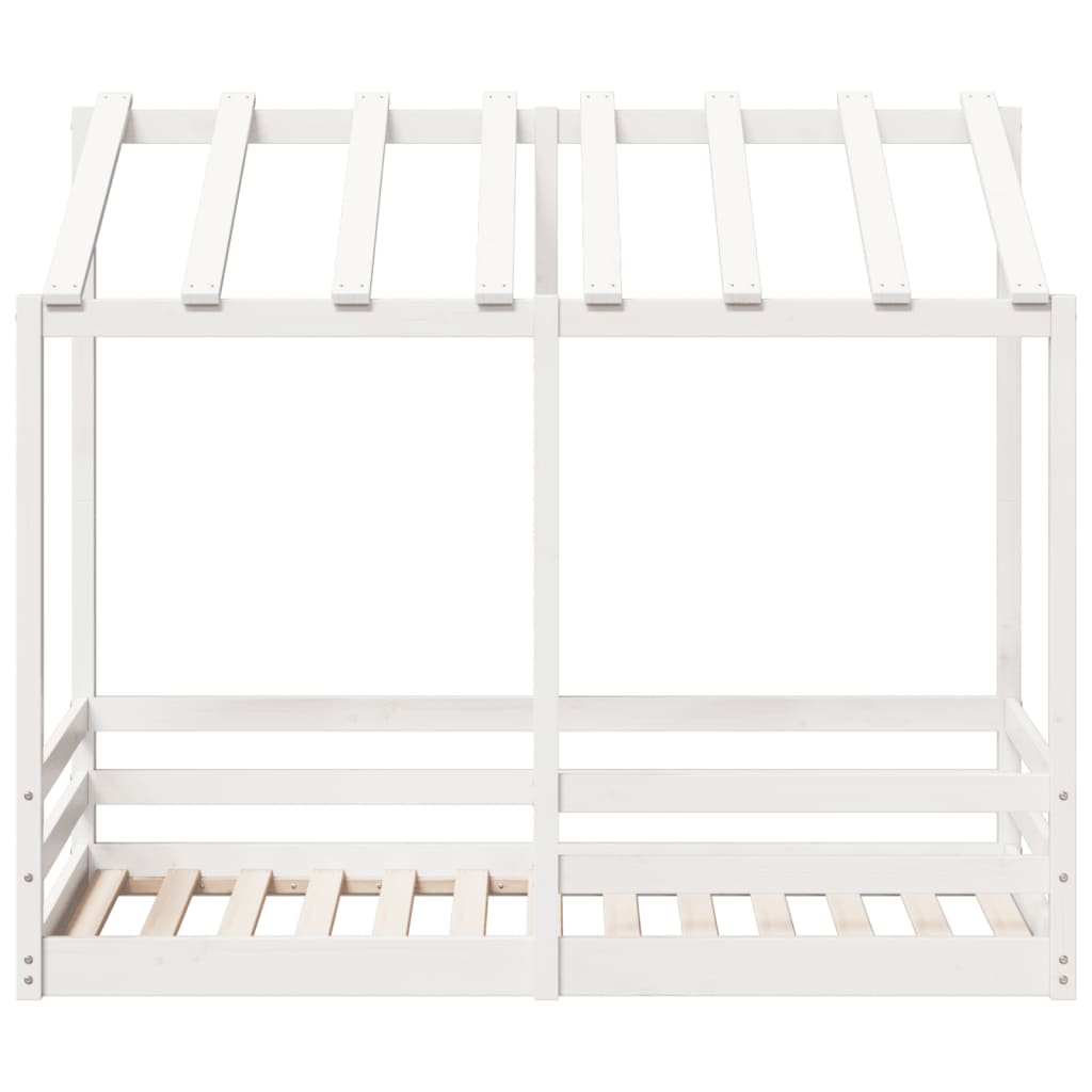 Lit pour enfants avec toit blanc 70x140cm en bois massif de pin Lits & cadres de lit vidaXL   