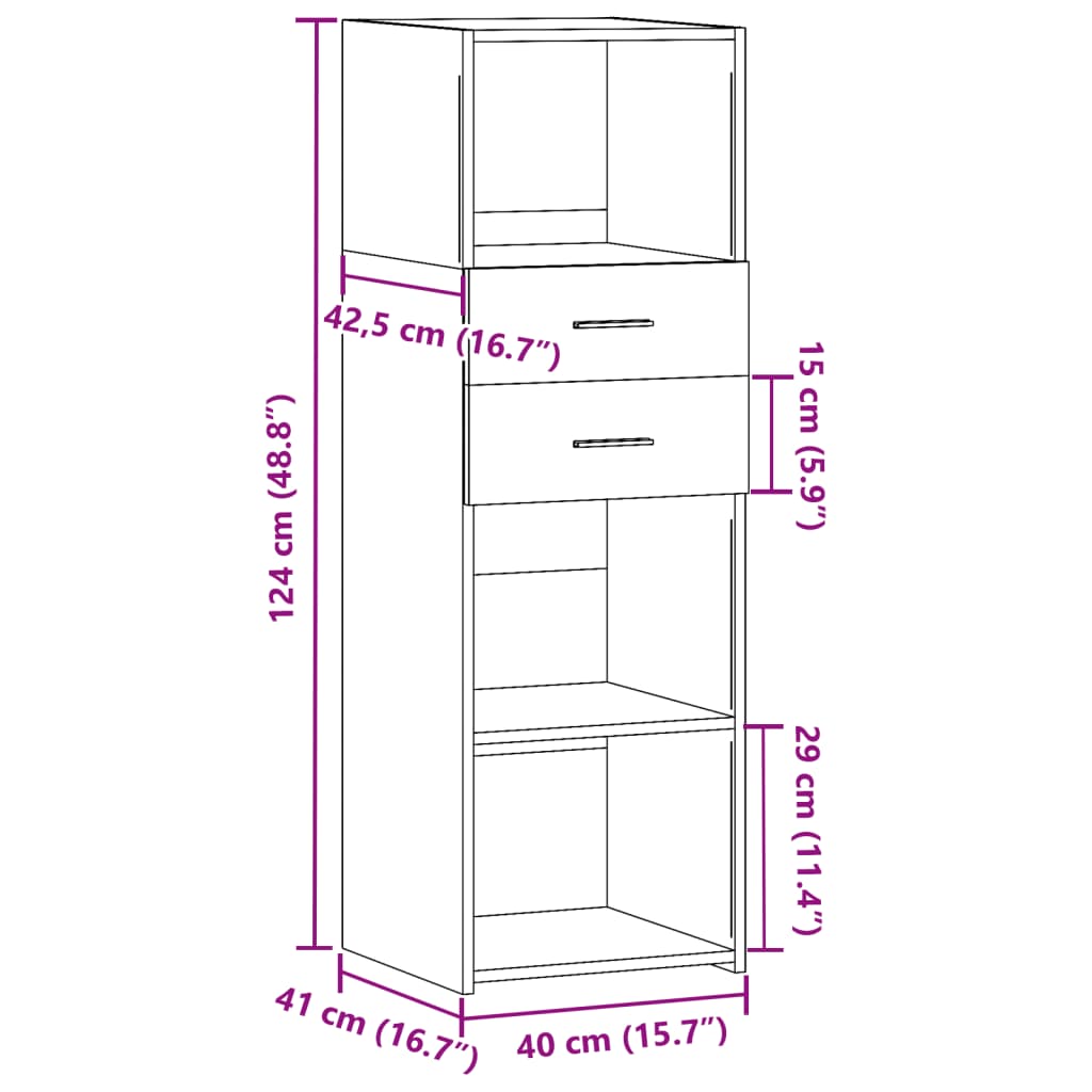 Image Buffet haut chêne sonoma 40x42,5x124 cm bois d'ingénierie | Xios Store SNC vidaXL Xios Store SNC