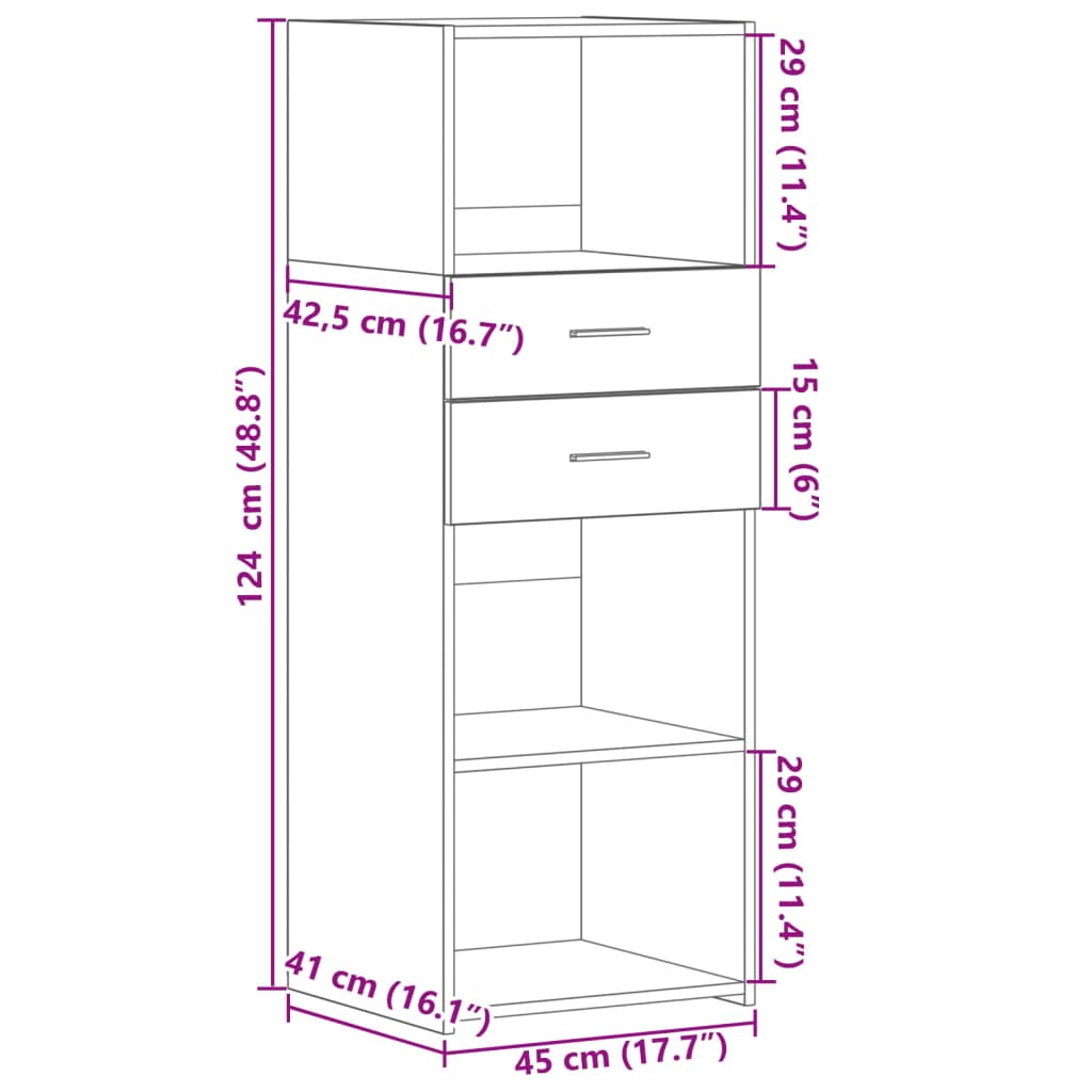 Image Buffet haut blanc 45x42,5x124 cm bois d'ingénierie | Xios Store SNC vidaXL Xios Store SNC