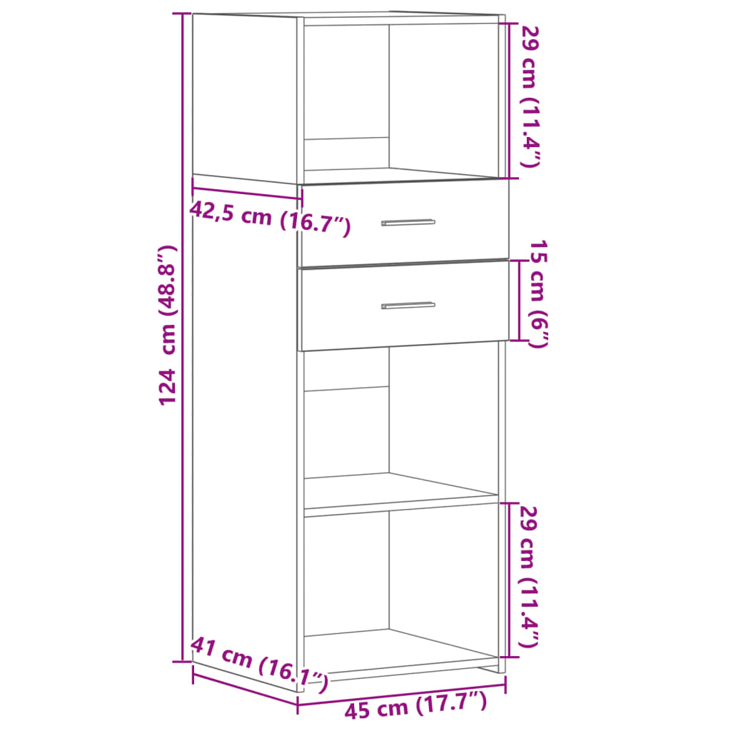 Image Buffet haut gris béton 45x42,5x124 cm bois d'ingénierie | Xios Store SNC vidaXL Xios Store SNC