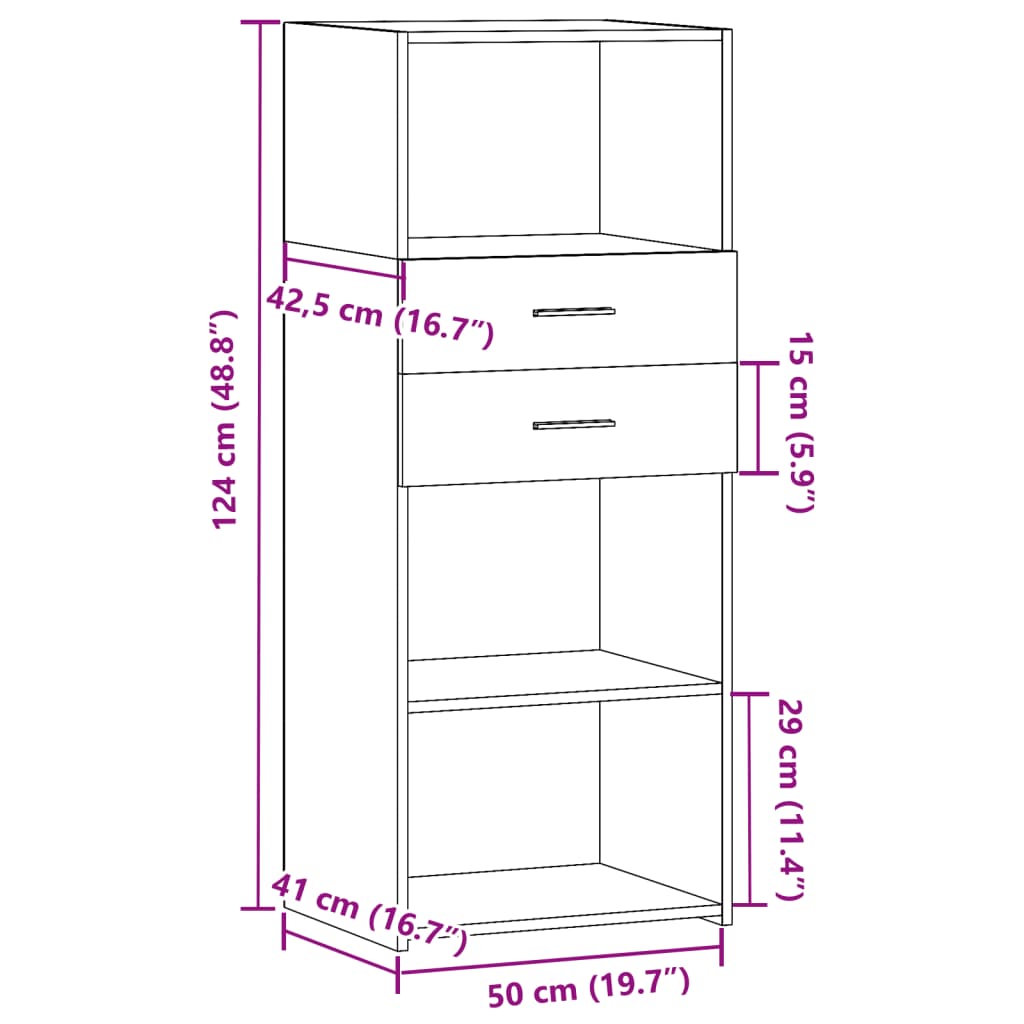 Image Buffet haut noir 50x42,5x124 cm bois d'ingénierie | Xios Store SNC vidaXL Xios Store SNC